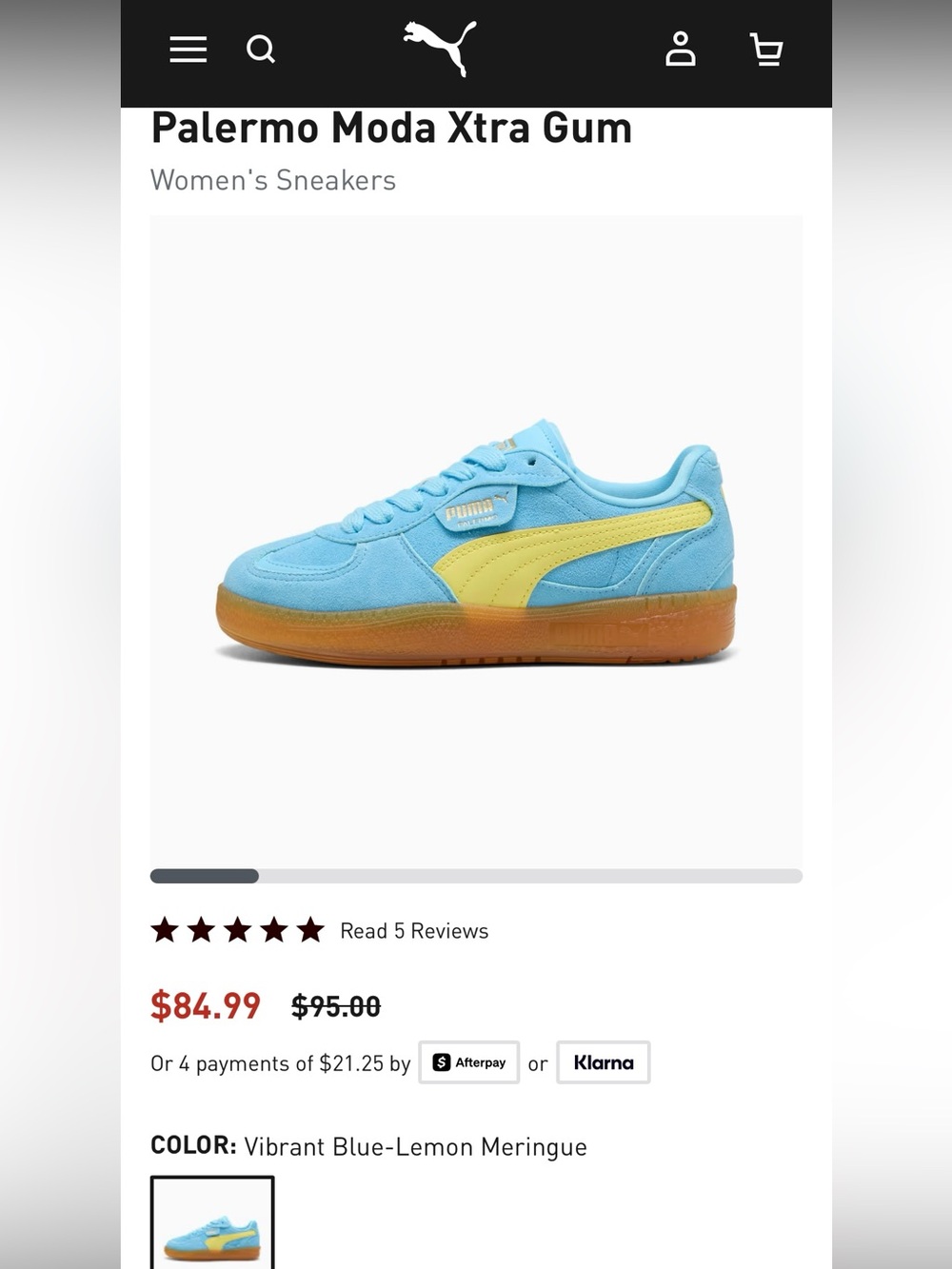Puma Palermo Moda Xtra Gum Women's Sneakers — Vibrant Blue & Lemon